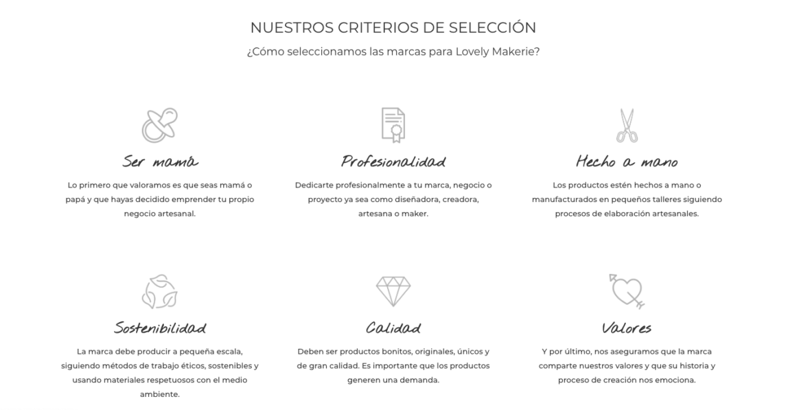 criterios par estar como marca en lovely makerie