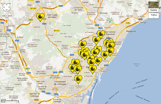 Mapa de recogida de juguetes en Barcelona